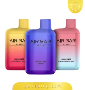 سحبة جاهزة اير بار بلس 3500 سحبة فيب — Air Bar Plus 3500 Puffs سحبة جاهزة اير بار بلس 3500 سحبة فيب بجسم صندوقي صغير ومتوفرة بتركيز 20 و 45 مج سولت نيكوتين من متجر GSVAPING الكويت
