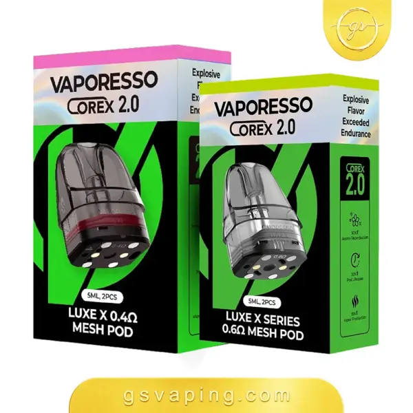بودات فيبرسو لوكس اكس بميش كويل COREX 2.0 وسعة 5 مل عبوة بودات فيبرسو لوكس اكس الأصلية بسعة 5 مل وميش كويل مدمج من متجر GSVAPING الكويت