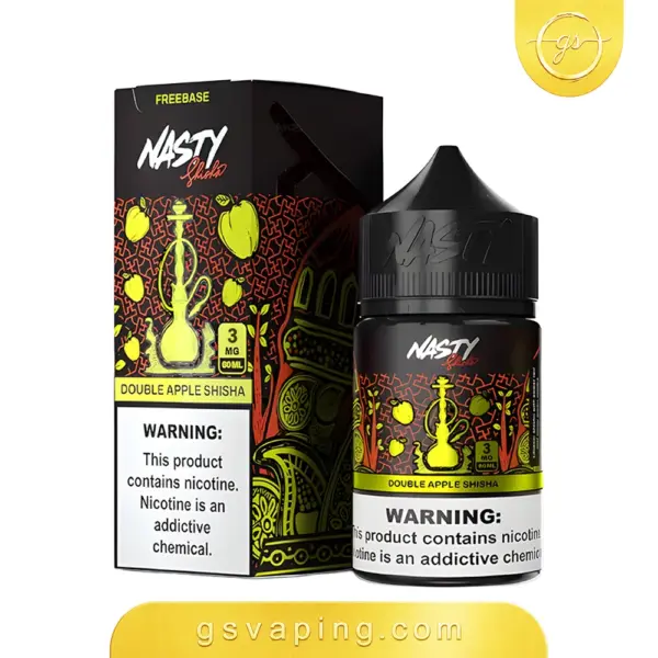 نكهة ناستي شيشة تفاحتين 3مج فيب 60مل - Nasty Shisha Double Apple E-Liquid 60ml نكهة ناستي شيشة تفاحتين 3مج فيب شيشة الكترونية الكويت Nasty Shisha Double Apple 60ml