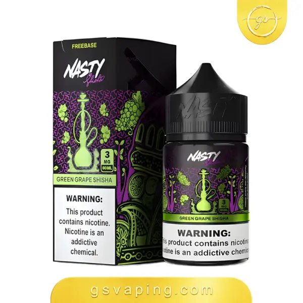 نكهة ناستي شيشة عنب اخضر 3مج فيب 60مل - Nasty Shisha Green Grape E-Liquid 60ml نكهة ناستي شيشة عنب اخضر 3مج فيب شيشة الكترونية الكويت Nasty Shisha Green Grape 60ml