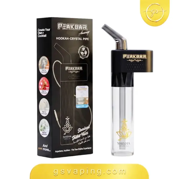 زجاجة فيب بيك بار Peak Bar Hookah Pipe زجاجة فيب بيك بار Peak Bar Hookah Pipe لتبريد البخار مع السحبات الجاهزة بنمط سحبة شيشة (DTL)