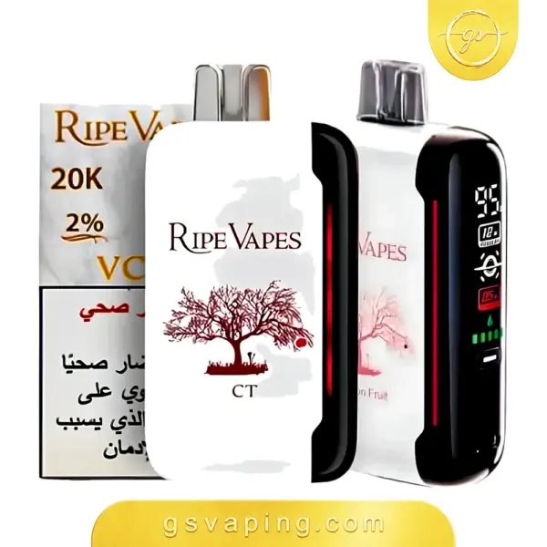 سحبة جاهزة رايب فيب 20000 سحبة بشاشة ذكية وبطارية 800 مللي أمبير علبة سحبة جاهزة رايب فيب 20000 سحبة بنكهة معبأة 20 مل وشاشة ذكية من متجر GSVAPING الكويت