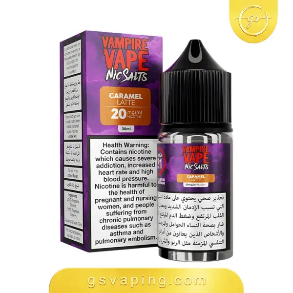 نكهة بنك مان كراميل لاتيه سولت 30 مل - Vampire Vape Caramel Latte Nic Salt عبوة نكهة بنك مان كراميل لاتيه سولت نيكوتين 30 مل بتركيز 20 مج و 50 مج من متجر GSVAPING الكويت