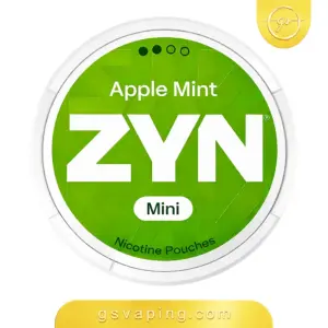 أكياس نيكوتين زين تفاح بالنعناع ميني - ZYN Apple Mint Mini Nicotine Pouches علبة أكياس نيكوتين زين تفاح بالنعناع ميني بغطاء أخضر فاتح وإطار أبيض من متجر GSVAPING الكويت