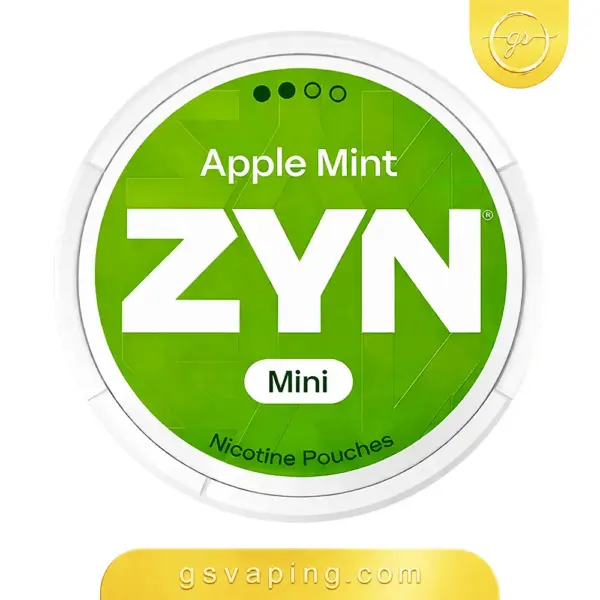 أكياس نيكوتين زين تفاح بالنعناع ميني - ZYN Apple Mint Mini Nicotine Pouches علبة أكياس نيكوتين زين تفاح بالنعناع ميني بغطاء أخضر فاتح وإطار أبيض من متجر GSVAPING الكويت