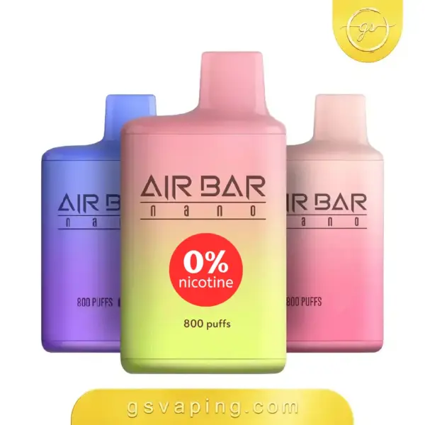 سحبة جاهزة اير بار نانو زيرو نيكوتين Air Bar Nano 800 سحبة بلا نيكوتين سحبة جاهزة اير بار نانو زيرو نيكوتين 800 سحبة بتركيز نيكوتين صفر وسبع نكهات من متجر GSVAPING الكويت